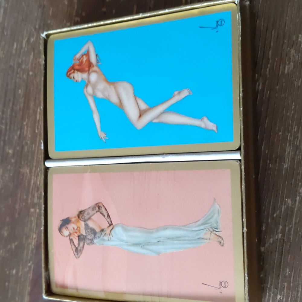 Vargas pinup girl card double deck and Bettie Page card deck